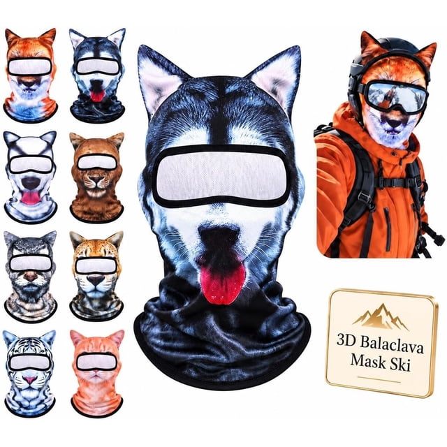 3D Feral Cat Balaclava Mask Ski Funny Animal Sheisty Face Mask with ...