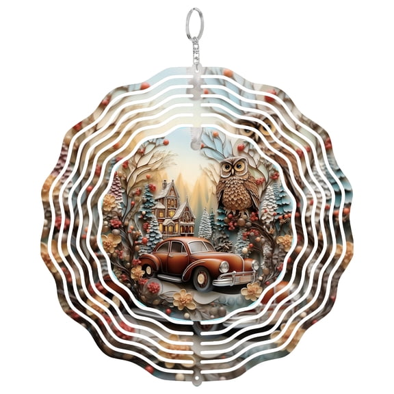 3D Festive Background Christmas Art 3D Wind Spinner Stainless Steel Kinetic Art Seasonal Yard Decor 10 Inch