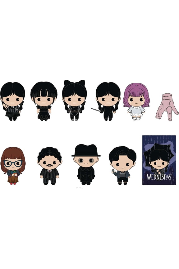 3D Figural Bag Clip Wednesday Series 2 Mystery Box (24 Packs)