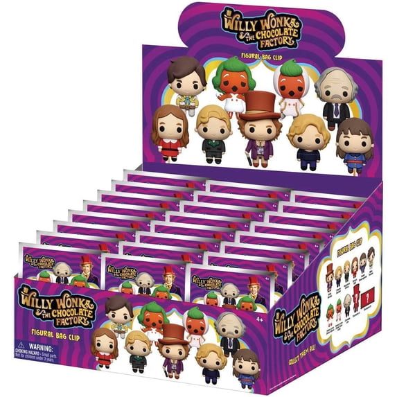3D Figural Bag Clip Willy Wonka & The Chocolate Factory Mystery Box (24 Packs)