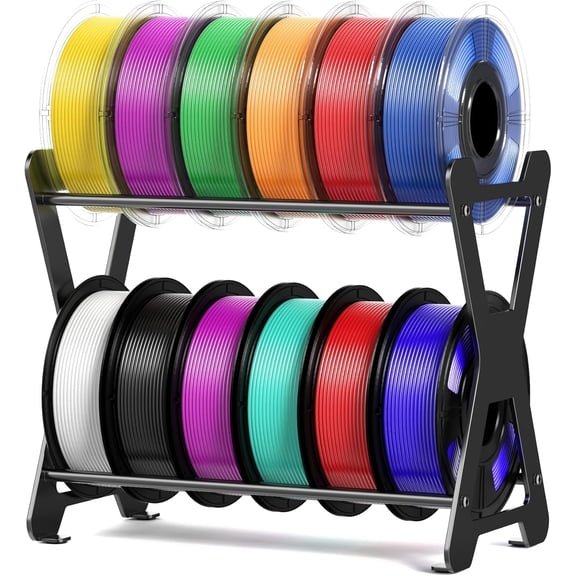 3D Filament Storage Rack, Desktop Printer Organizer, Rolling Spool Holders Racks,Tabletop, 2-Tier Shelves for Printing Business, Studio, Office Workshop
