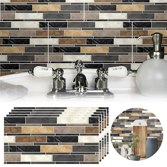 3D Film Tile Stickers DIY Self Adhesive Wall Stickers/ Striped kitchen and bathroom tiles