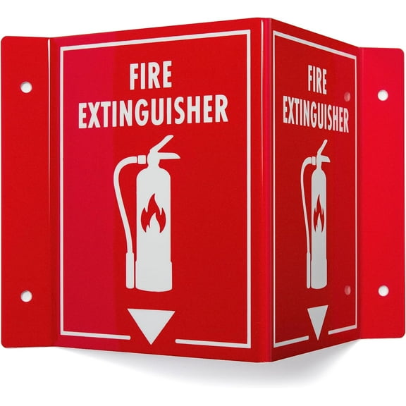 3D Fire Extinguisher Sign | Projecting Wall Mount Fire Safety Sign, 6" x 8" x 4"