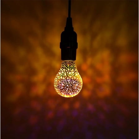 3D Firework Bulb Starry Light Bulb, E26 3W Retro Edison Bulb, Warm White Light for Holiday Christmas Decoration Bar Glass LED Lamp