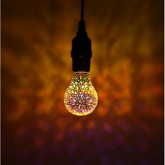 3D Firework Bulb Starry Light Bulb, E26 3W Retro Edison Bulb, Warm White Light for Holiday Christmas Decoration Bar Glass LED Lamp