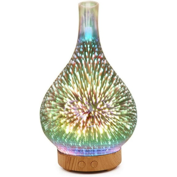3D Firework Glass Essential Oil Aroma Diffuser Ultrasonic Aromatherapy Humidifier Aromatherapy Lamp- 7 Color Changing LEDs, Promote Sleep for Office and Home Yoga (Light color)