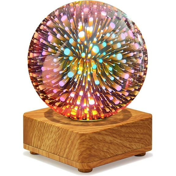 3D Firework Night Light, Colorful Glass Globe Table Lamp Decorative Atmosphere Light for Kids Women Home Birthday Valentine's Gift