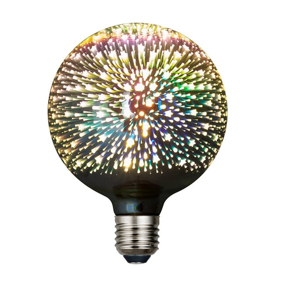 3D Fireworks Effect LED Decorative Bulb, Pyrotechnic Style Lamp, Scatter Lighting Globe, 1 Pc 4.5W E27 Base Shatterproof Design, for Christmas Parties & Home Ambiance, Multicolor Stained Glass Light