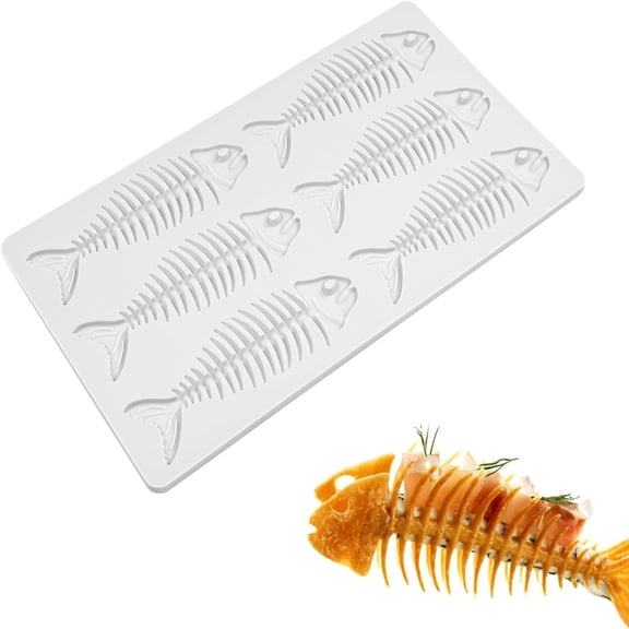 3D Fish Bone Fondant Mold for Baking, Silicone Lace Mold for Cake Cupcake Chocolate Soap DIY, Easy Clean Baking Tool(RL 1 PC)