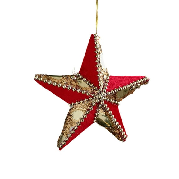 3D Five-Pointed Star Pendant, Soft Fabric Red Christmas Tree Decorations, for Festival Hanging Decor Gift