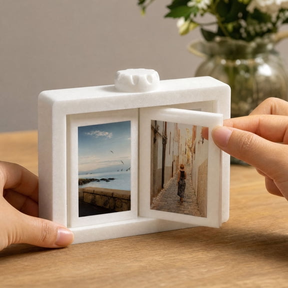 3D Flip Photo Frame Multi-Page Picture Display Stand, Eco-Friendly Hardboard Tabletop Holder for Instax Polaroid, Creative Desk Decor Gift for Couples Bedroom Office
