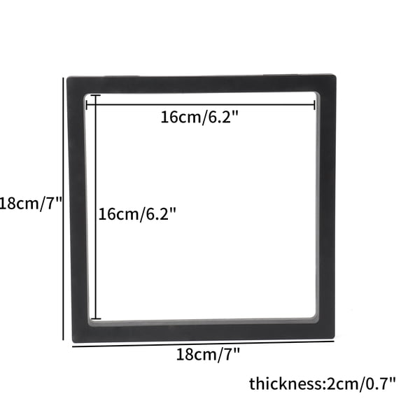 3D Floating Frame PE Film Jewelry Gemstone Storage Box Free Floating Bracket Frame Membrane Ring Earring Necklace Display Case Style 8 18x18x2 1 set