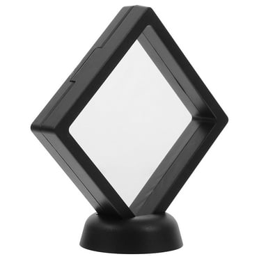 3D Floating Frame Shadow Box Display Case Box Jewelry Display Show Case with Round Base 9x9cm (Black)