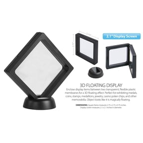 3D Floating View Coin Display Frame Holder Box Case Medium Black (2.1) - QTY 2