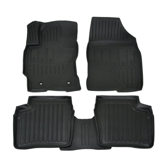 3D Floor Mats 2004-2009 Toyota Prius (XW20) Heavy Duty, Custom Fit, All Weather Liner Front & 2nd Row Full Set Rubber, Black