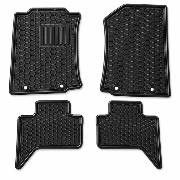 3D Floor Mats for 2005-2015 Toyota Tacoma Double Cab (All Trims), Heavy Duty, Custom Fit All-Weather Floor Liners, Full Set for 1st & 2nd Row, Black, Rubber