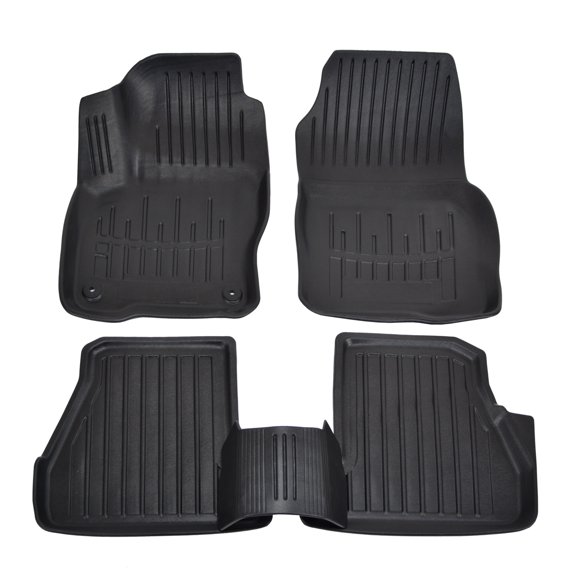 3D Floor Mats for 2012-2018 Ford Focus 3 Heavy Dut, Custom Fit, All Weather Liner Front & 2nd Row Full Set Rubber, Black
