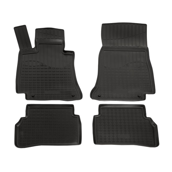 3D Floor Mats for 2015-2021 Mercedes C-Class W205/S205 Heavy Duty, Custom Fit, All Weather Floor Liner Front & 2nd Row Full Set Rubber, Black