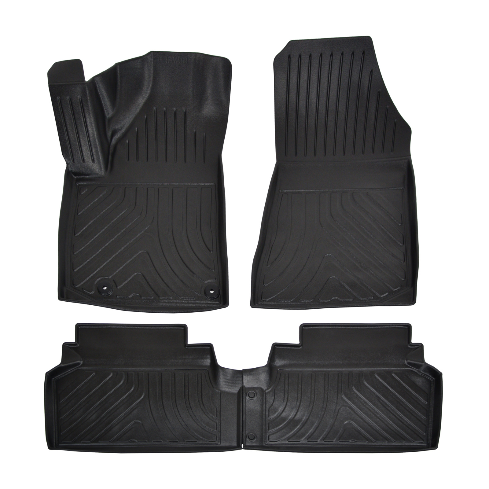 Heavy Duty Rubber Car Floor Mat Set – Universal Fit For Van, Non-Slip, Metallic Accents + Caps
