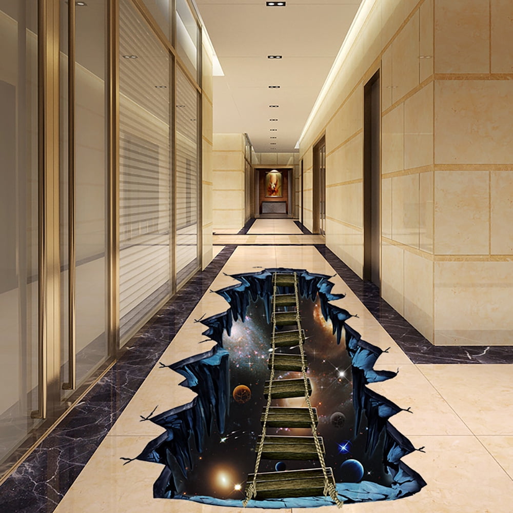 3D Floor Stickers Galaxy Bridge Wall Sticker,Removable Outer Space ...
