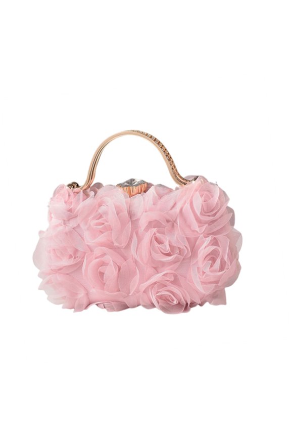 3D Floral Bag Rhinestones Clutch Purse Handbag for Weddings and Evening Parties