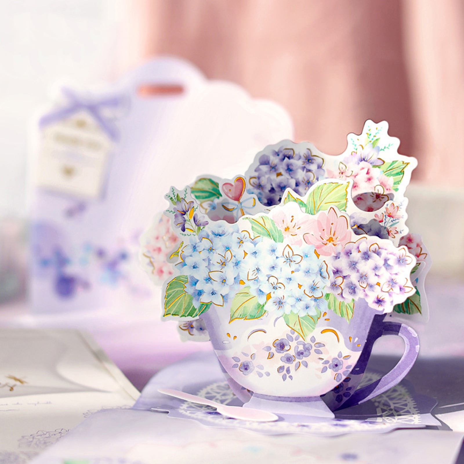 Handmade 3D Floral Pop-Up Greeting Card With Note & Envelope - Thoughtful Gift For Anniversary, Valentine's Day, Mother's Day, Teacher Appreciation - View #5