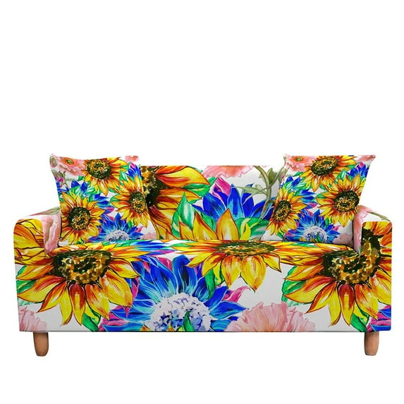 3D Floral Sunflower Printed Couch Cover Elastic Stretch Sectional Sofa Cover Slipcover for Living Room r Funda Sofa Elastica