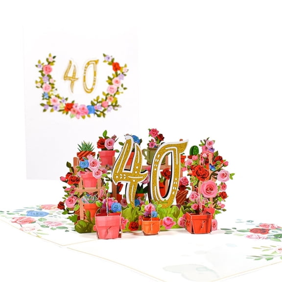 3D Flower Anniversary Card Greeting Card with Small Card Envelope Kit for Wedding Couple Birthday Anniversary Memory