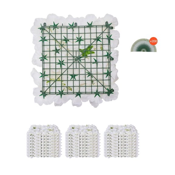 3D Flower Artificial Floral Wall Mesh Backdrop, 24 PCS 15x15 Inch White Floral Background, Seamless Easy Installation Plant Wall for Wedding Valentines Party Home Decor
