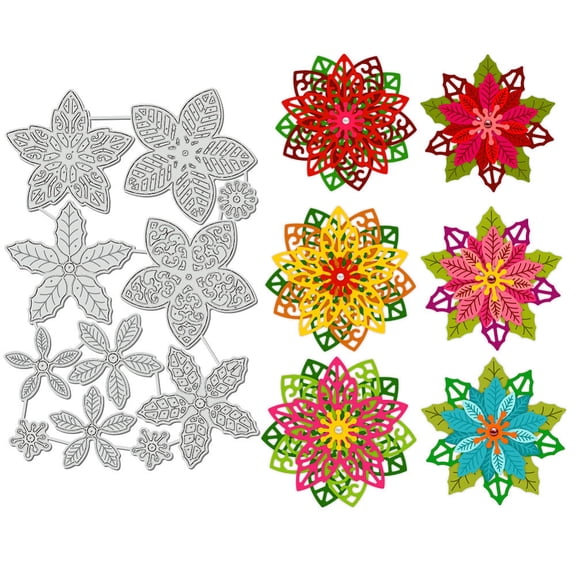 3D Flower Christmas Carbon Steel Cutting Dies 6.4x4.3 inch Festivals Theme Embossing Stencils Template for Making Photo Decorative