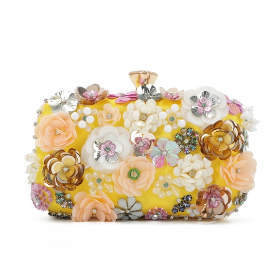 3D Flower Clutch Purses for Women Gold Formal Wedding Party Evening Bags Chain Floral Shoulder bag