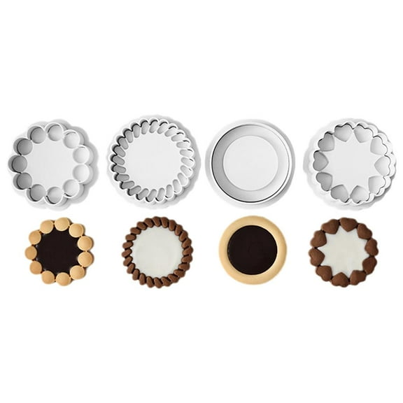 3D Flower Cookie Cutter Chocolate Sandwich Cookie Cutters Jam Biscuit Cutters for Baking Plastic Cookie Stamps Cookie Press Mold Sandwich Cookies Jam Biscuit Cutter Plunger