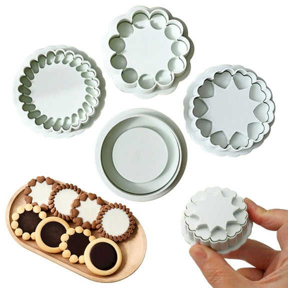 3D Flower Cookie Cutter Chocolate Sandwich Cookie Cutters Jam Biscuit Cutters for Baking Plastic Cookie Stamps Cookie Press Mold Sandwich Cookies Jam Biscuit Cutter Plunger Cookie Mold Fondant Molds