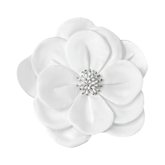 3D Flower Corsage Applique Rhinestone Decor Sweater Dress Blouse Decor DIY Stitching Patch Clothing Accessories Wedding Party Clothes Adornment-White