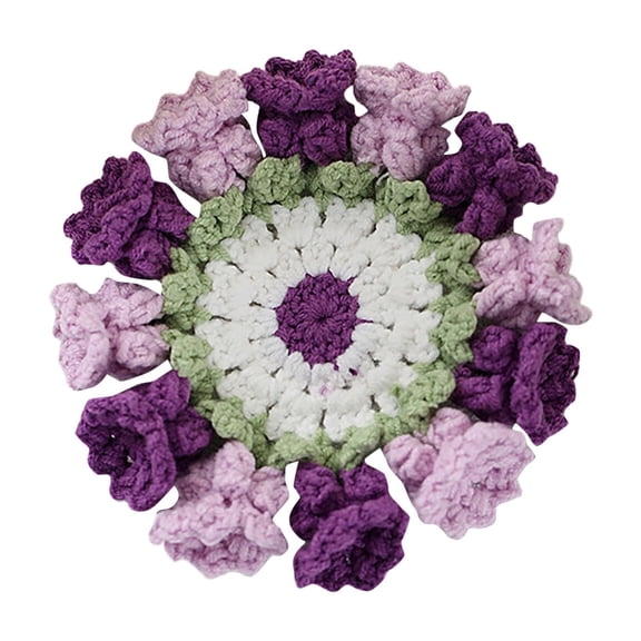 3D Flower Crochet Handmade Knitted Floral Placemat Elegant Table For Drinks Cup Home Dining Kitchen Decorations