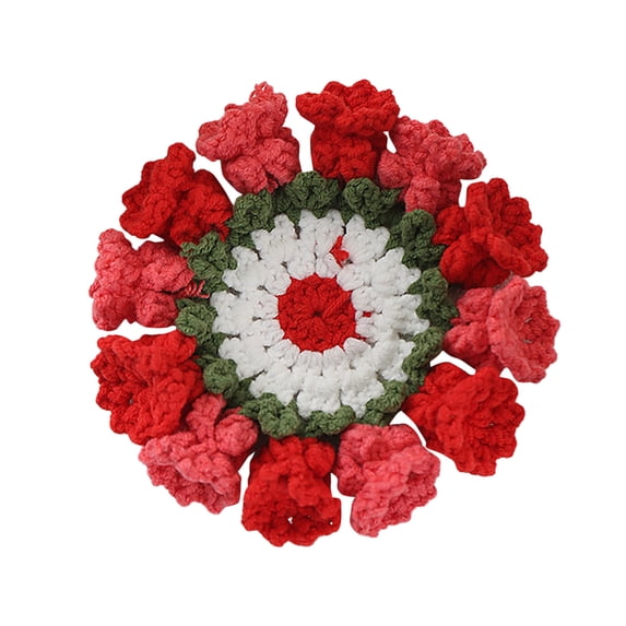 3D Flower Crochet Handmade Knitted Floral Placemat Elegant Table For Drinks Cup Home Dining Decorations Unique Idea
