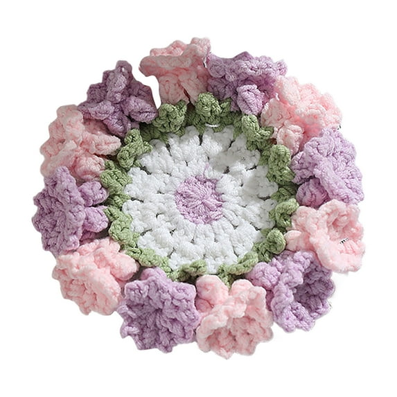 3D Flower Crochet Handmade Knitted Floral Placemat Elegant Table For Drinks Cup Home Dining Kitchen Decorations