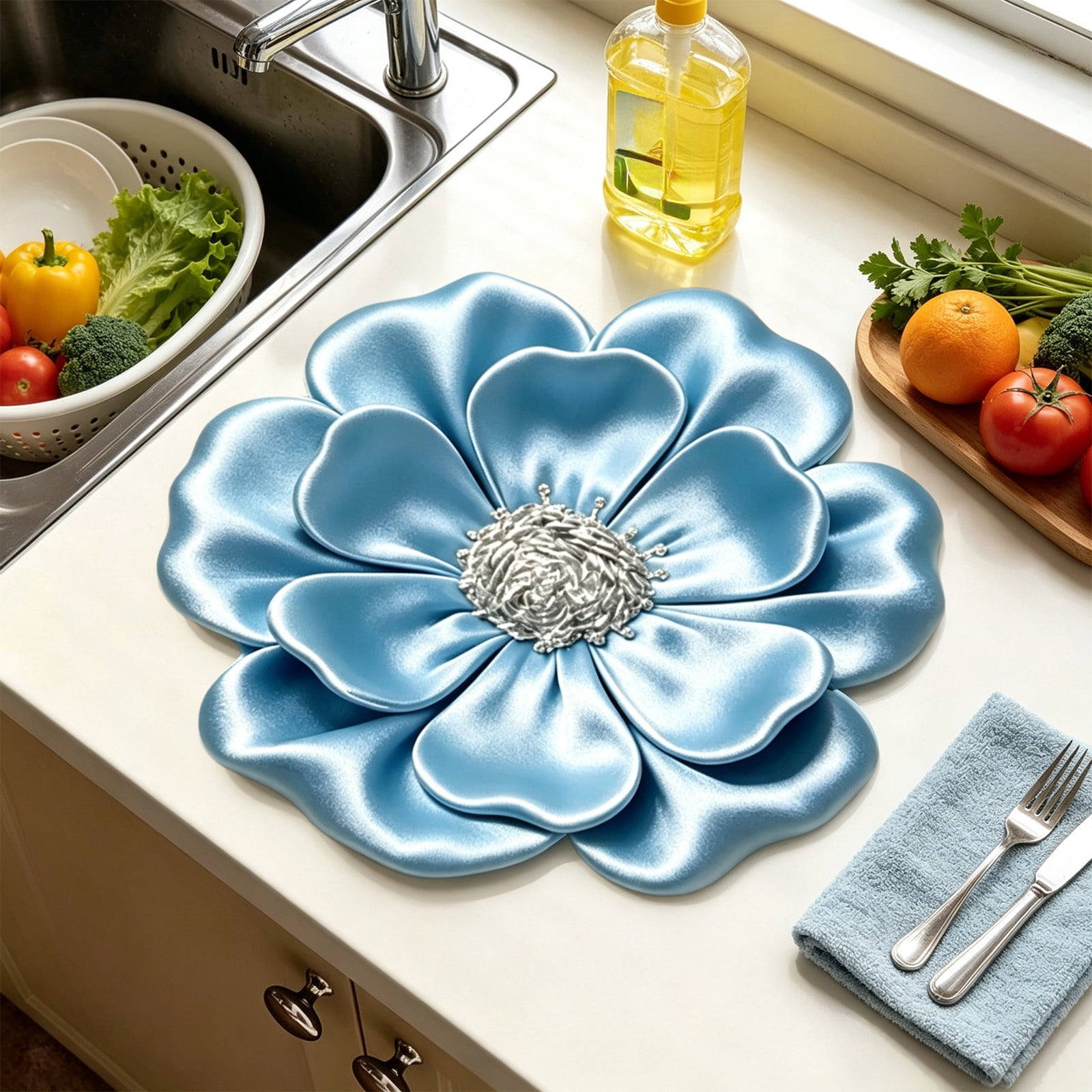 3D Flower Diatom Mat, Stereoscopic Floral Pattern Quick Water Drain ...