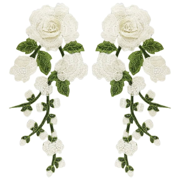 3D Flower Embroidery Applique Patch 2Pcs Embroidered Lace Sew on Patches for DIY Sewing Making Crafts Dresses Gowns