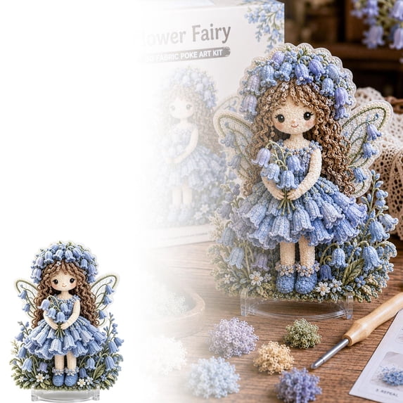 3D Flower Fairy Fabric Poke Art Kit DIY Educational Craft Toy for Kids Handmade Art Project Birthday Gift Home Desk Decor Party Favor