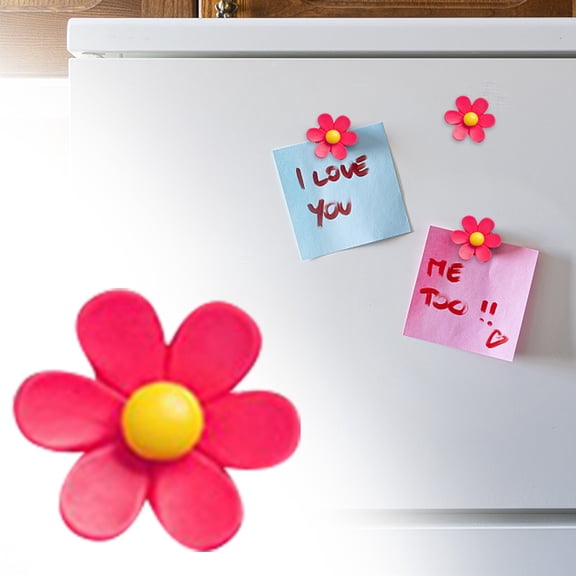 3D Flower Magnets for Refrigerator, 1 Pc Cute Decorative Floral Magnets, Small Locker Magnet, Adorable Decoration for Fridge, Kitchen and Home Use, Desk Accessories for Whiteboard, Red