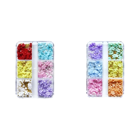 3D Flower Nail Arts Charms With Silver Beads Cute Five Petal Flower Ornaments Nail Gems Acrylic Resin Flower Nail Jewelry For Women Girls DIY Nail Design(6 Colors) Mini Rhinestones Wax Pens Nail