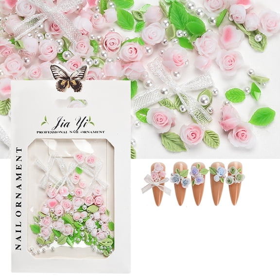 3D Flower Nails Art Charms Rose Flower Nail Charm Nails Decorations for Women