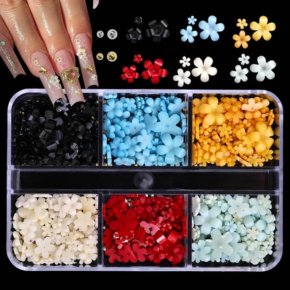 3D Flower Nails Art Charms Stickers Matte Finish Press On Flowers For ...