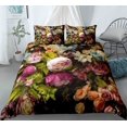 3D Flower Printed King Duvet Cover Orange Beautiful Floral Bedding Set