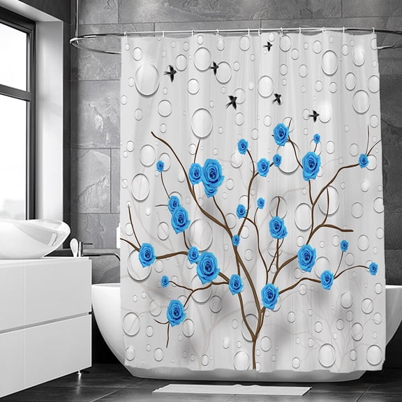 3D Flower Shower Curtain Set Bath Mats Rugs Sunflower Bathroom Sets Bathtub Curtains with Hooks Non-Slip Carpet Toilet Lid Cover
