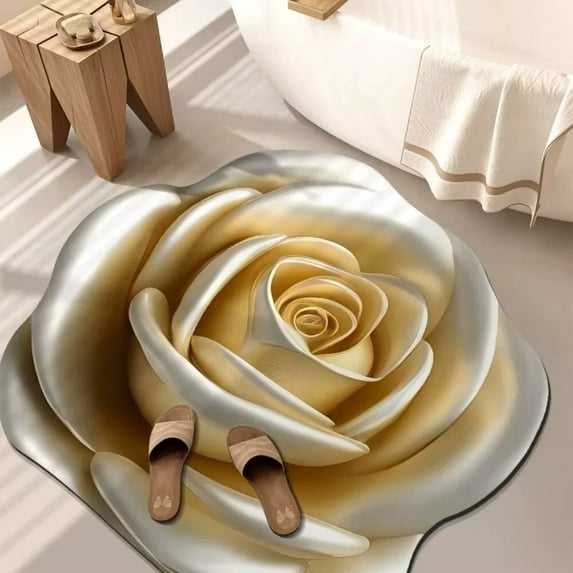3D Flower Stereo Floor Mat Absorbent Non- Bathroom Rug Decorative Shaped Carpet for Home Kitchen Entrance