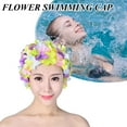 thumbnail image 1 of 3D Flower Swim Cap Breathable Water Sports Hat Swimming Bath Cap Long Hair Surf Hat for Women Yellow, 1 of 8