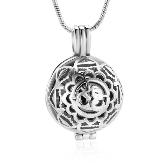 3D Flower Urn Necklace for Ashes for Women Men Hollow Heart Keepsake Urn Locket Pendant Memorial Cremation Jewelry with Mini Ball