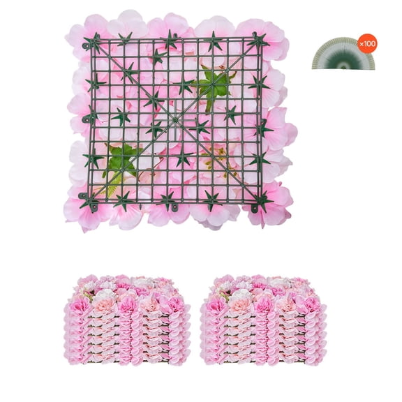 3D Artificial Flower Wall Panel Set of 12, 15x15 Inch Floral Privacy Decor for Wedding Backdrop, Home & Party Decoration